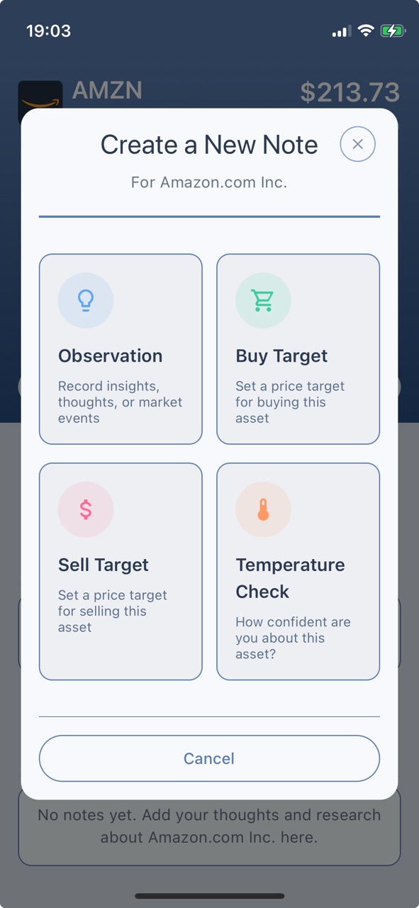 Record Observations & Set Targets Screenshot
